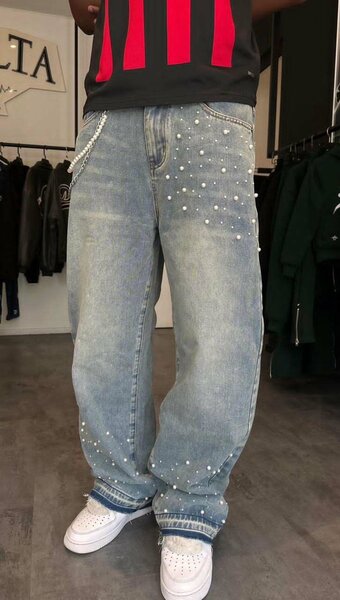 Jeans avec perles pour hommes