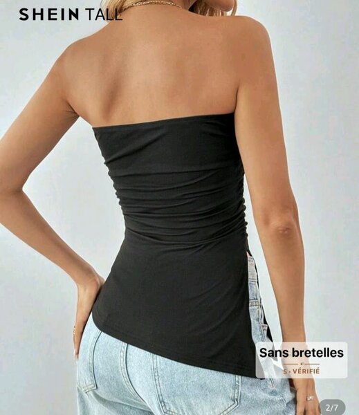 Top sans bretelles noir femme