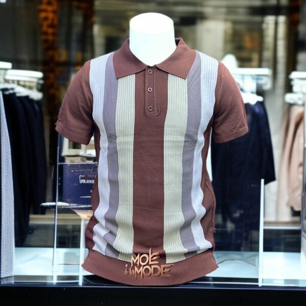 Polo en tricot rayé pour hommes