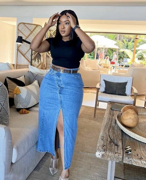 Jupe longue en jean fente