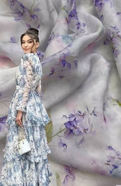 Красивая лёгкая ткань Тенсель батист с узором для пошива одежды