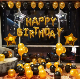 Golden and Black Birthday Decorations theme Set