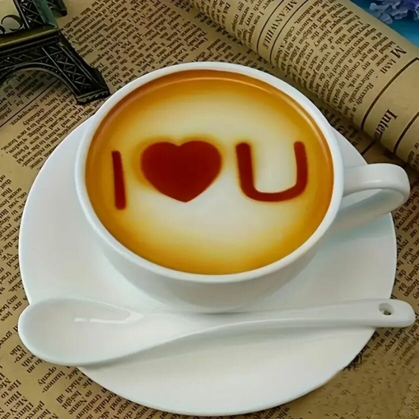 16 PCS stencils de barista en plastique jetable