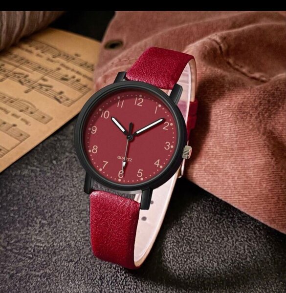 Montre femme cuir rouge