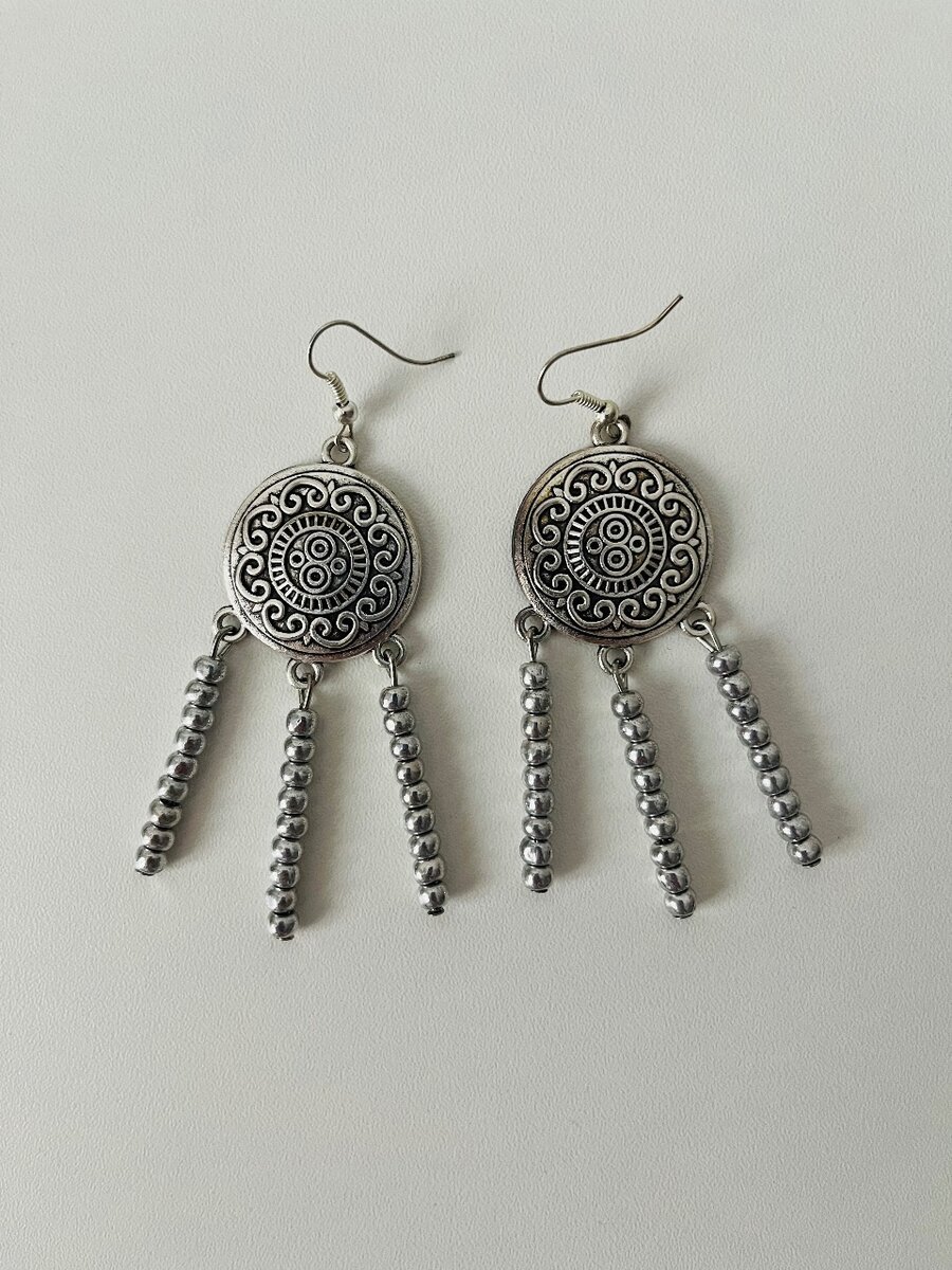 Серьги в этно стиле, ручной работы