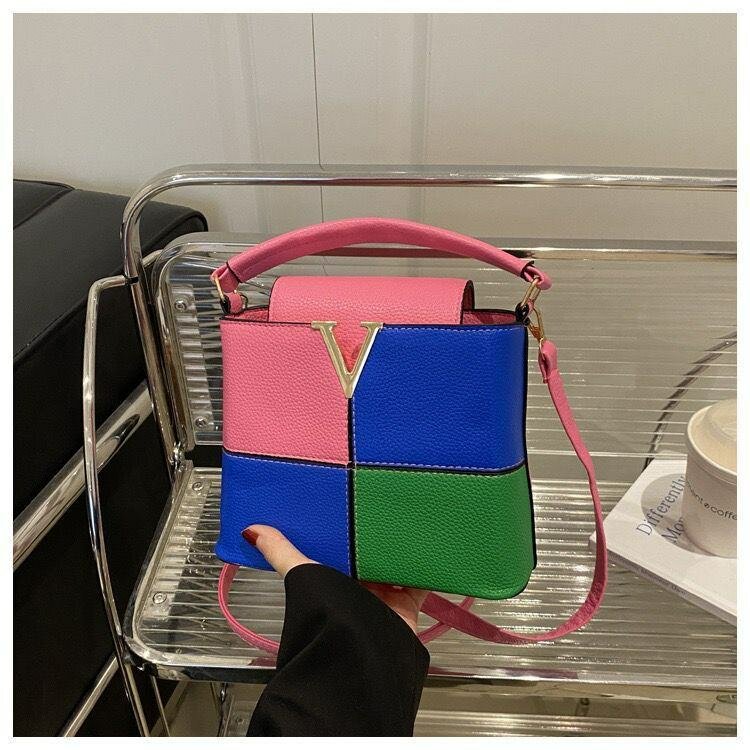 Sac à main tendance V multicolore