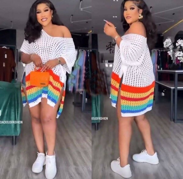 Robe en maille arc-en-ciel