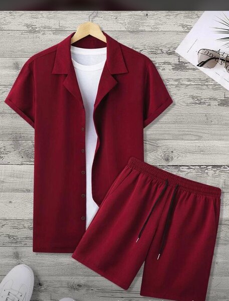 Ensemble casual rouge homme