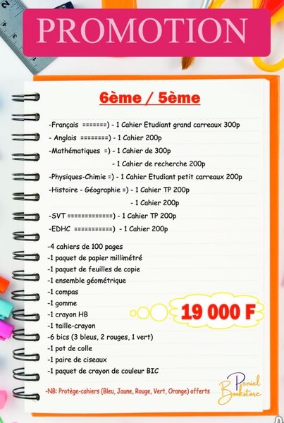 Kit Fournitures Scolaires 6ème