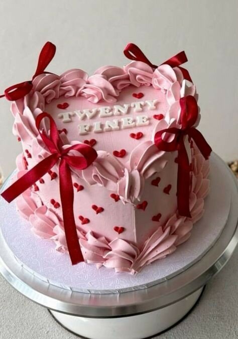 Heart Shape Love Theme Cake For Valentines day
