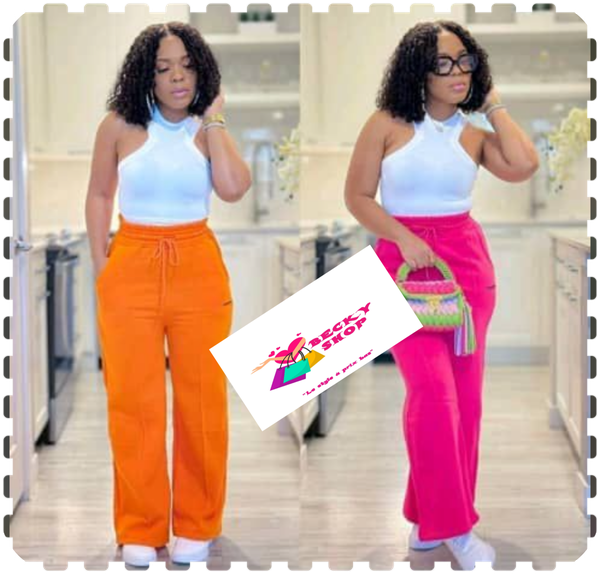 Pantalon large coloré femme