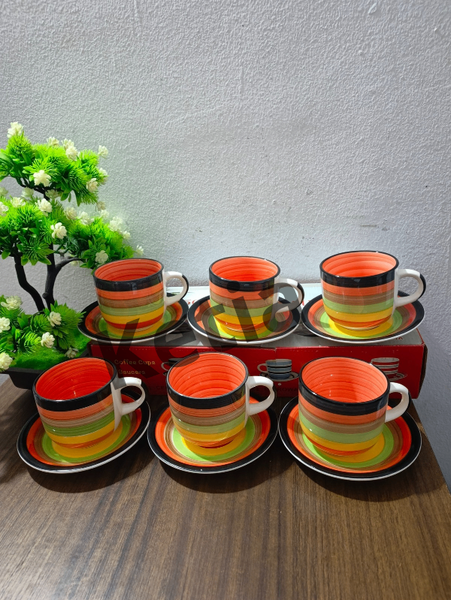 Tasses rayées colorées 6 pièces