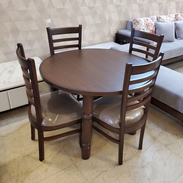 Table ronde en bois 4 chaises