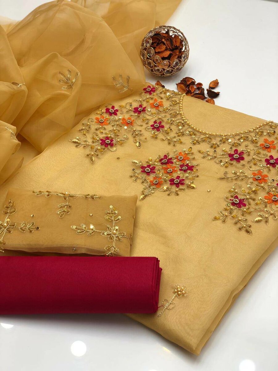 New Eid collection organza 3 pc ,dc free