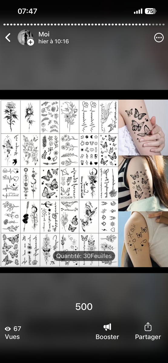 Tatouages éphémères fleurs