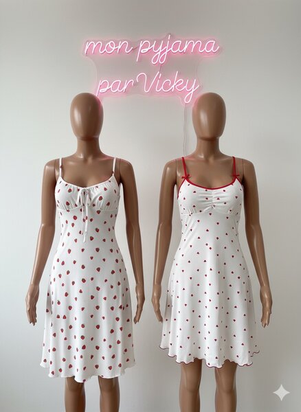 Robe de nuit à motifs cœur