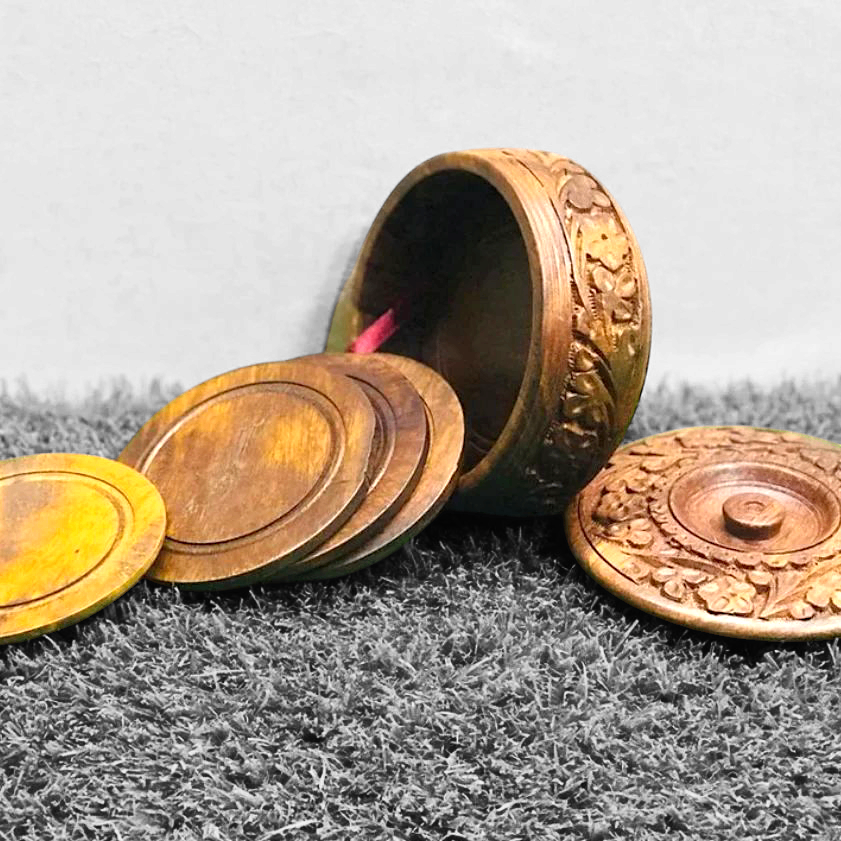 Wooden Tea Mat, Carved Coaster