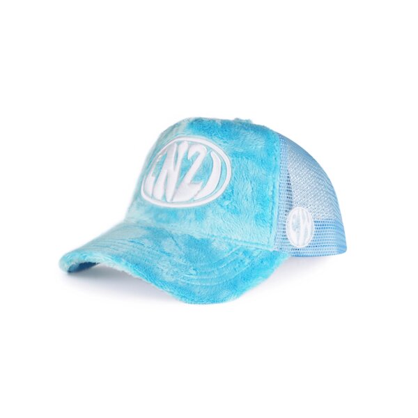 Casquette bleu peluche