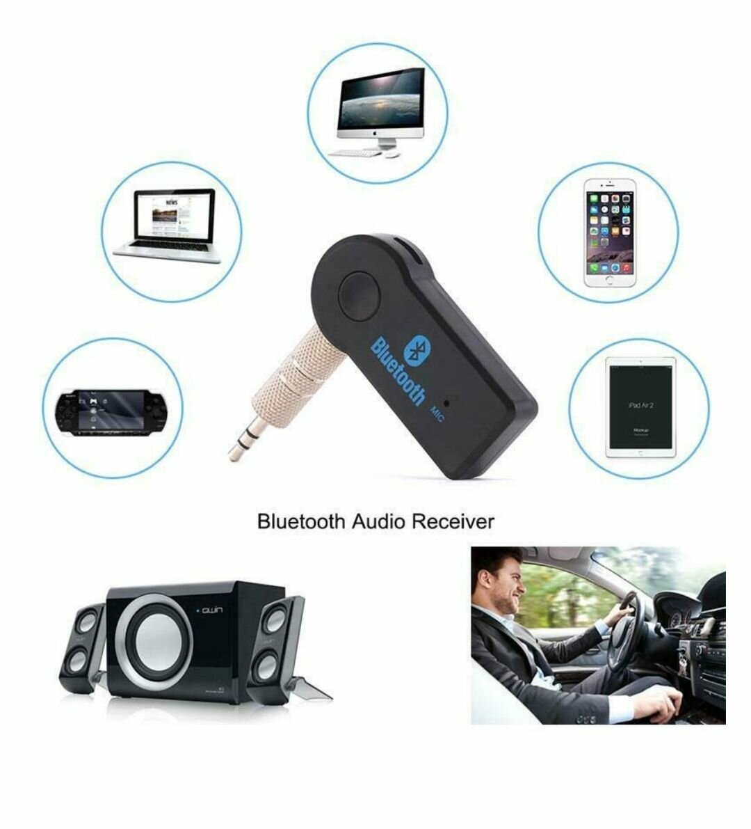 3.5MM WIRELESS BLUETOOTH RECEIVER KIT FOR CARS & PHONES & PC