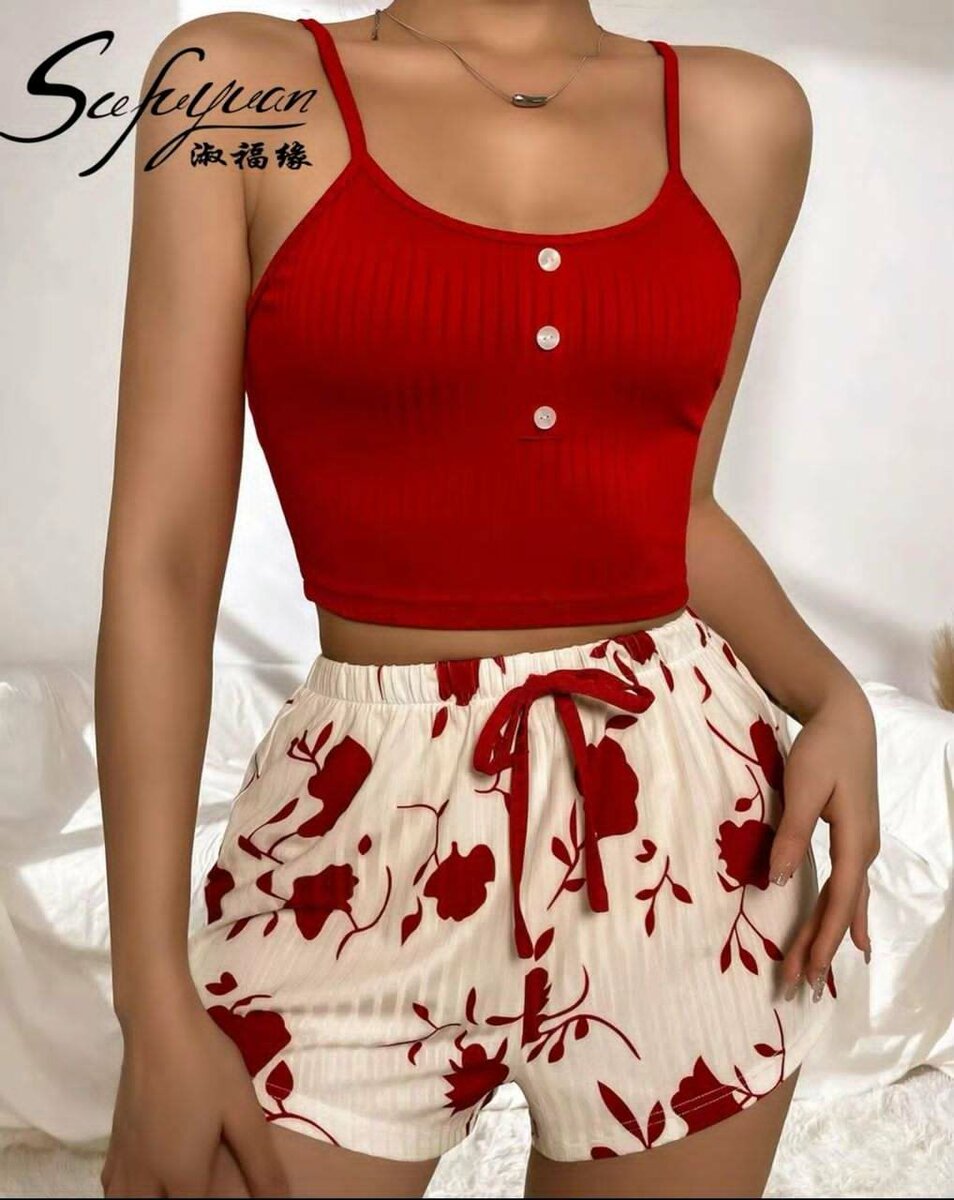 Pyjama Femme Coton Imprimé Cœur