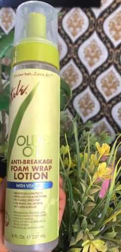 Vitale olive oil anti-breakage foam wrap lotion.