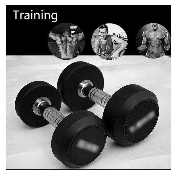 15KG DUMBBELL SET FIXED RUBBER-COATED ROUND DUMBBELL