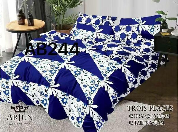 Parure de lit double bleu floral