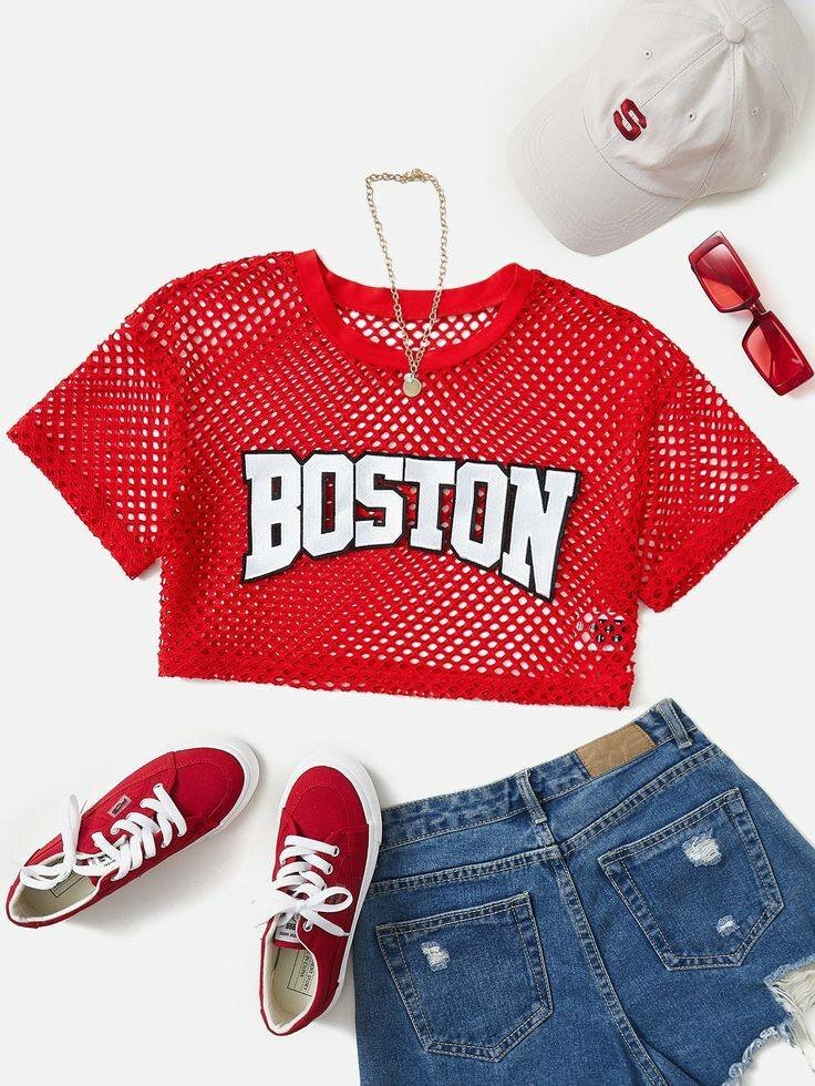 T-shirt maille Boston rouge