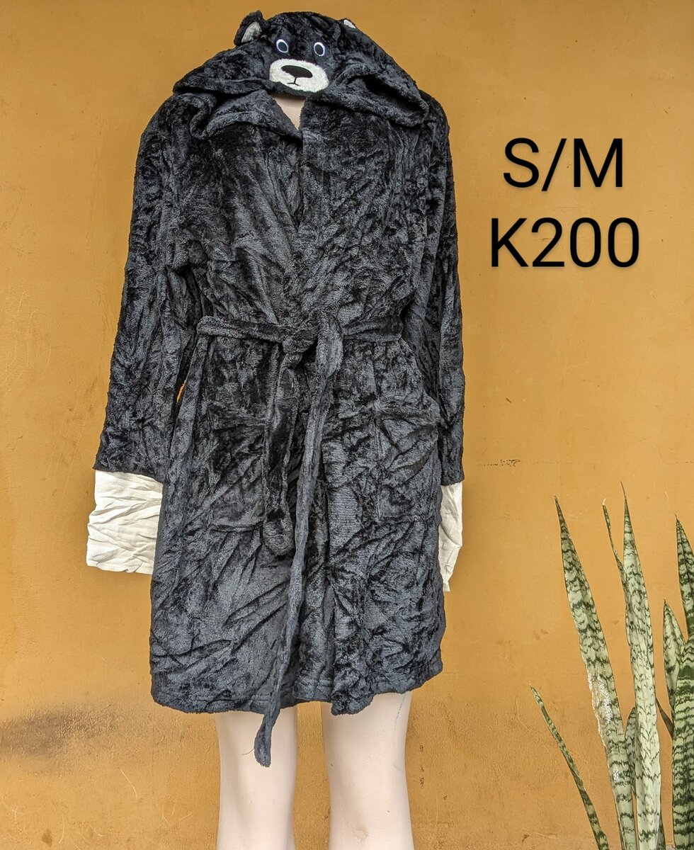 Women's Fleece Bathrobe with Hood black