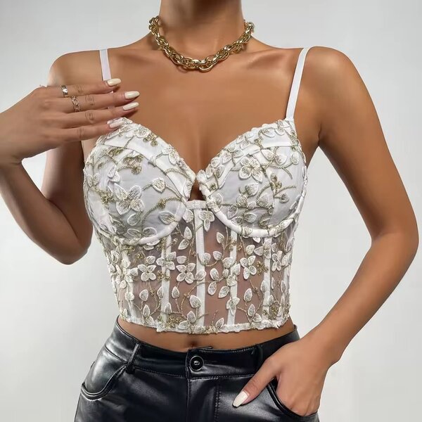 Top bustier brodé glamour