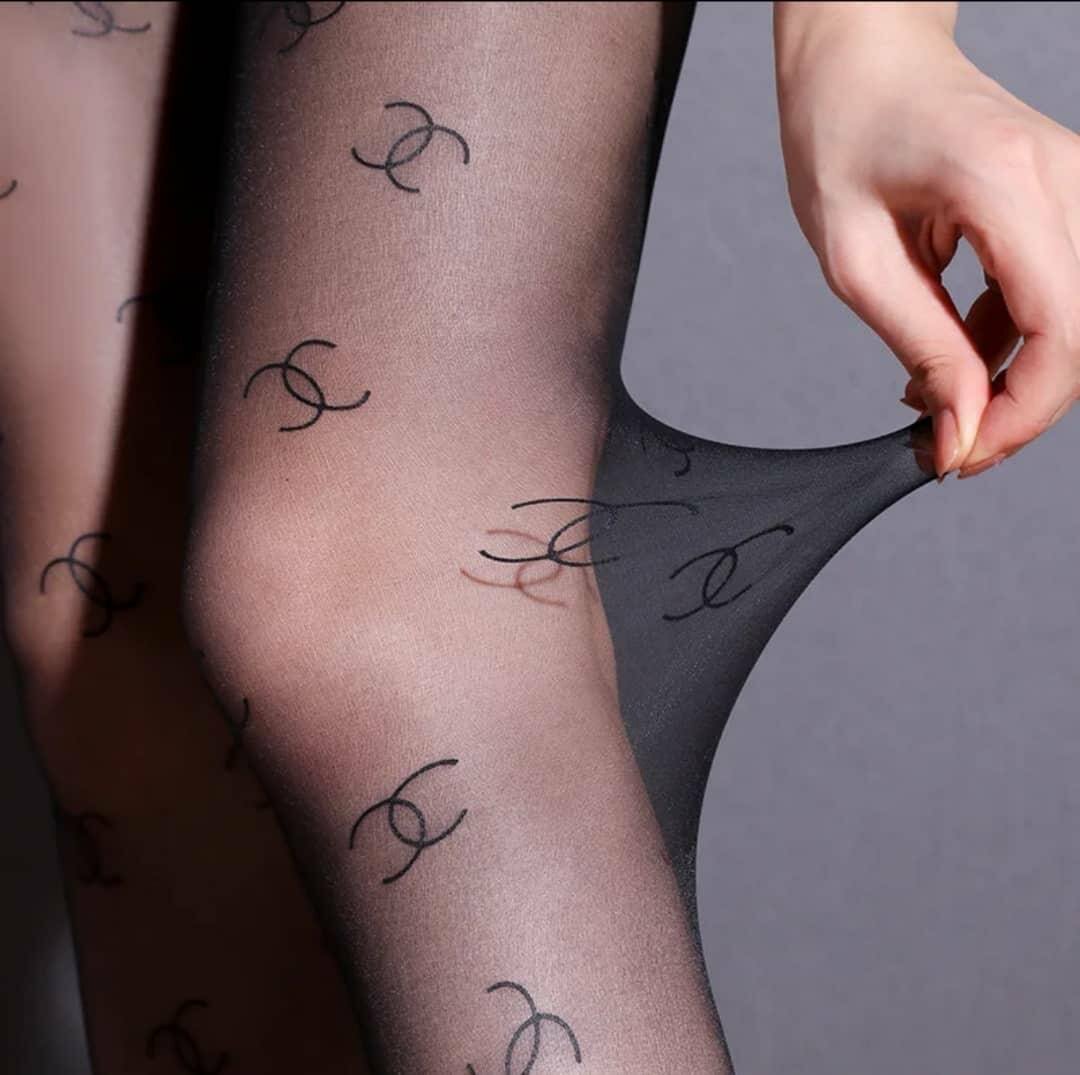 Collants noirs imprimés luxe