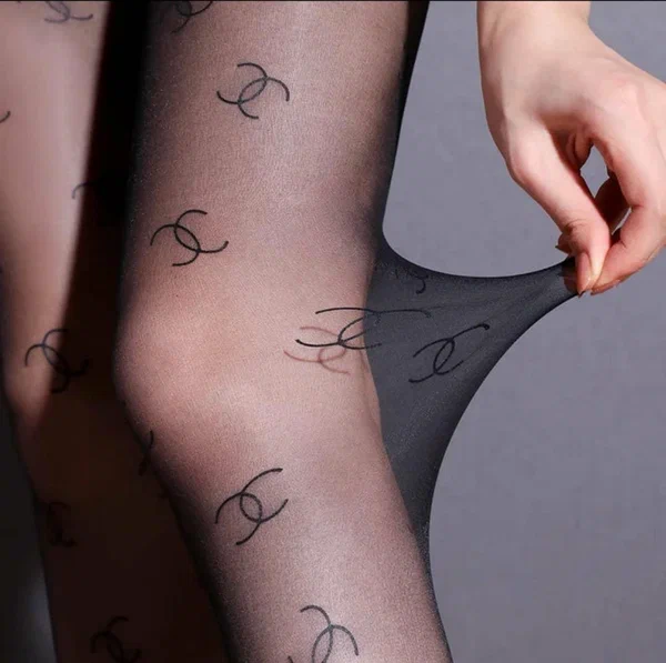 Collants noirs imprimés luxe