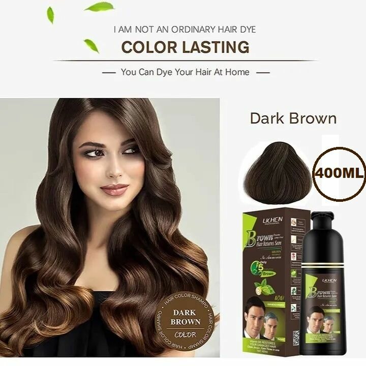 Lichen Hair Color Dark Brown Shampoo 400ml (Large)
