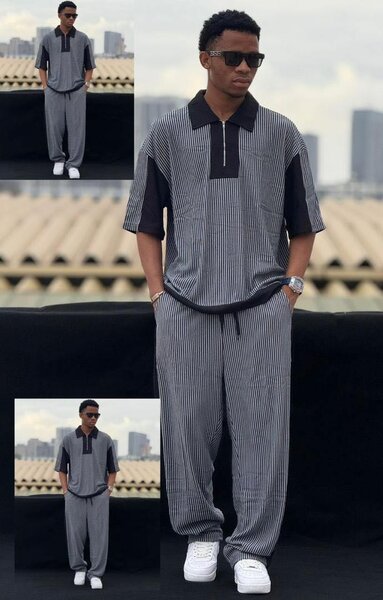 Ensemble décontracté à rayures