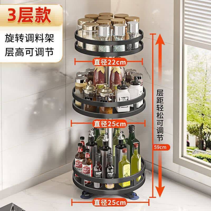 3-layer rotatable spice rack