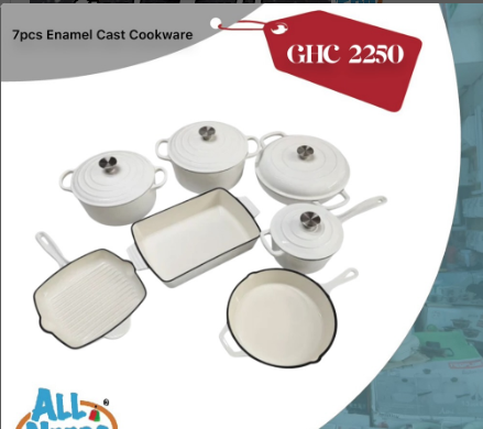 7pcs Enamel Cast Iron Cookware