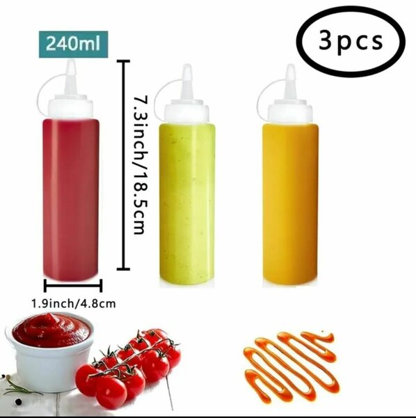 Lot de 3 bouteilles à condiments 240ml