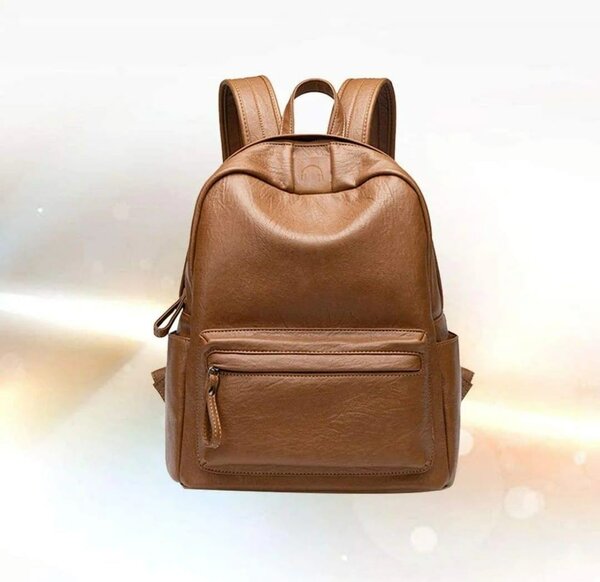 Brown leather backpack