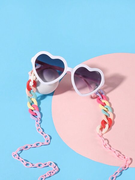Lunettes Coeur avec Chaîne Colorée