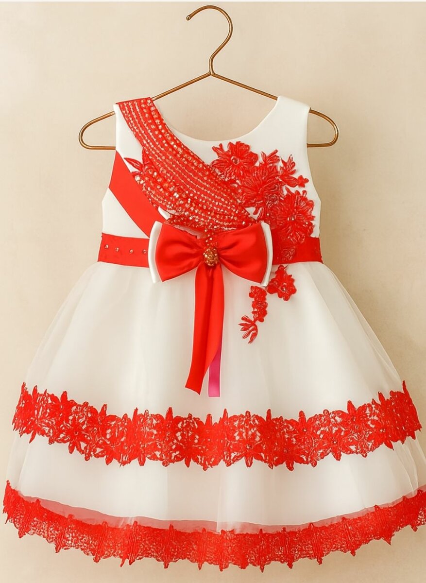 Robe pour fille en dentelle rouge