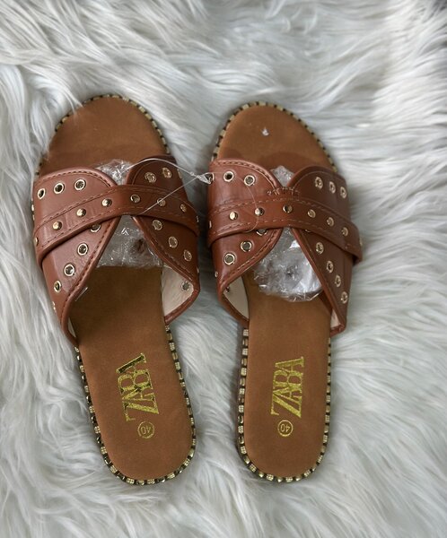 Sandales Plates Femme Marron