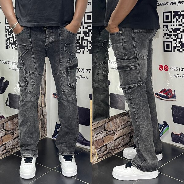Jean cargo noir tendance