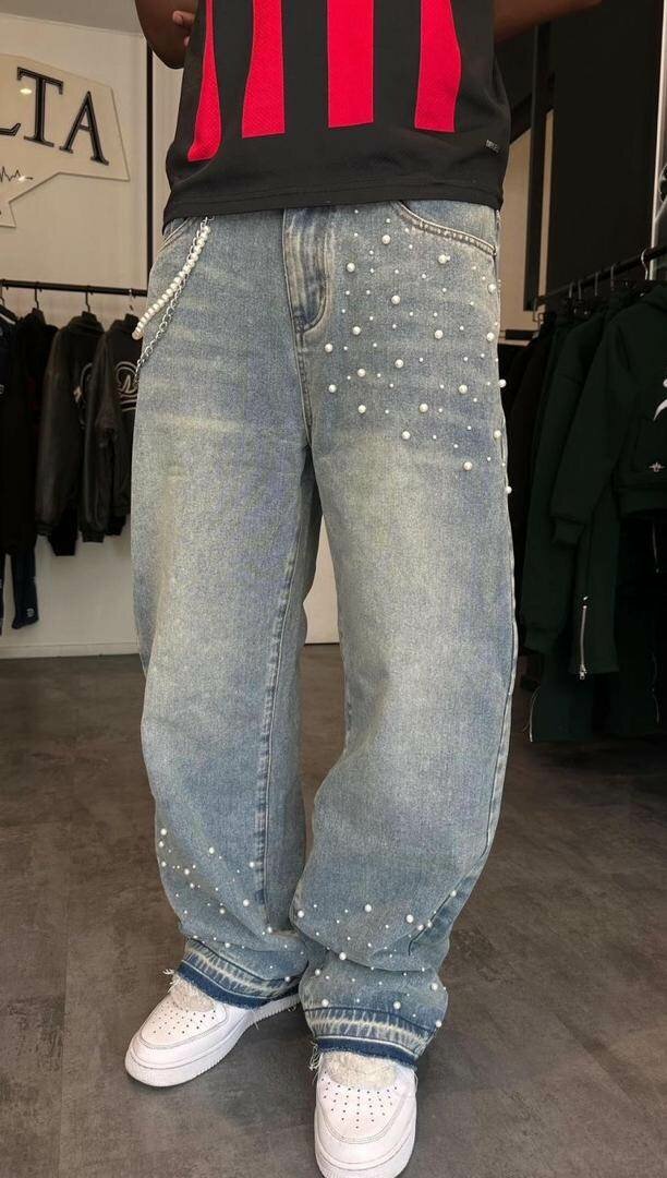 Jean baggy perlé tendance