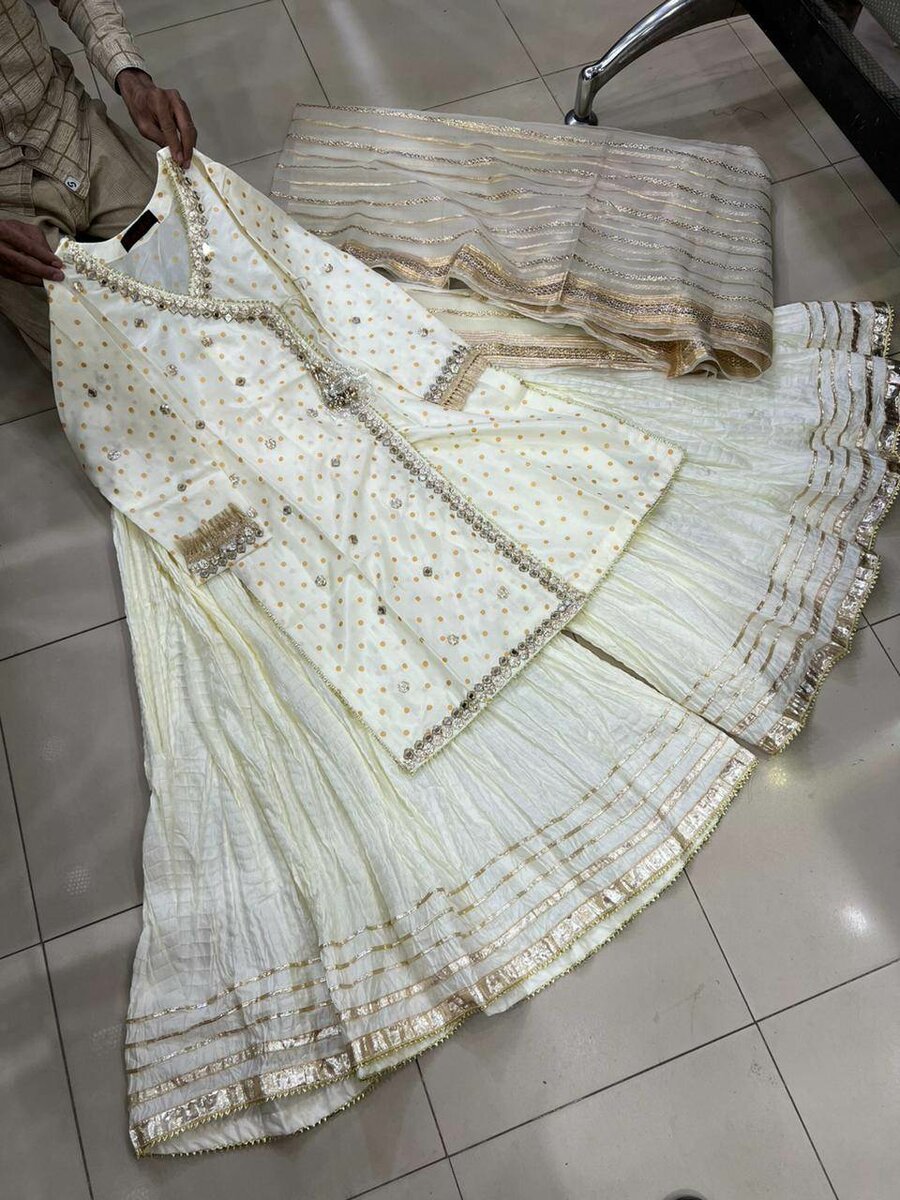 Crush sharara with katan silk shirt