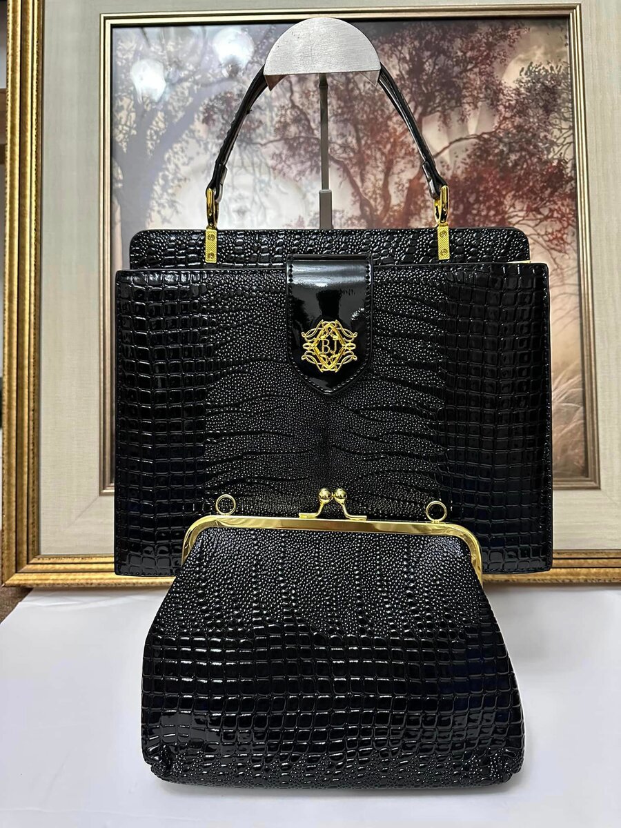 black bag with wallet