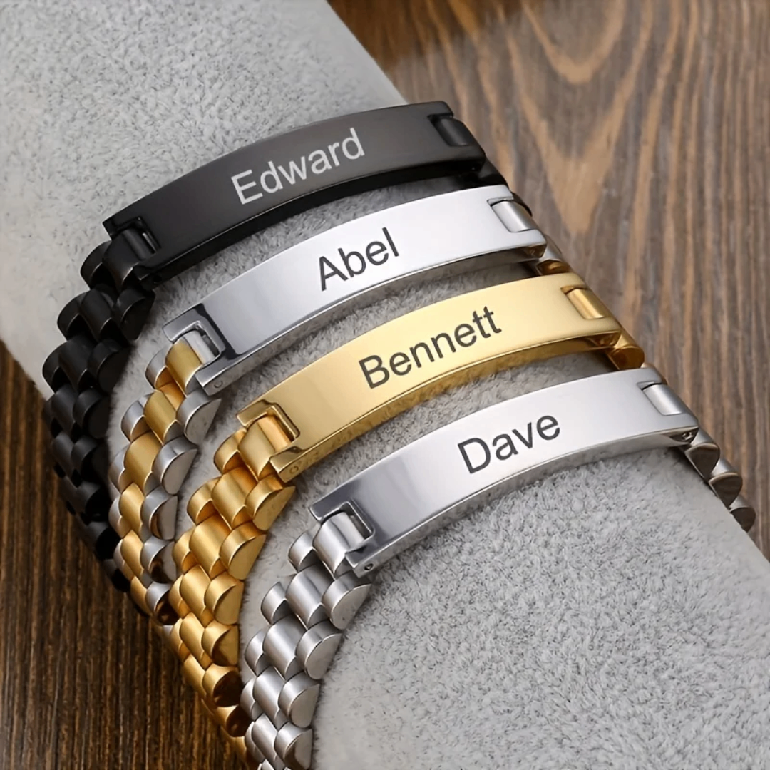 Bracelet en acier inoxydable personnalisé avec nom