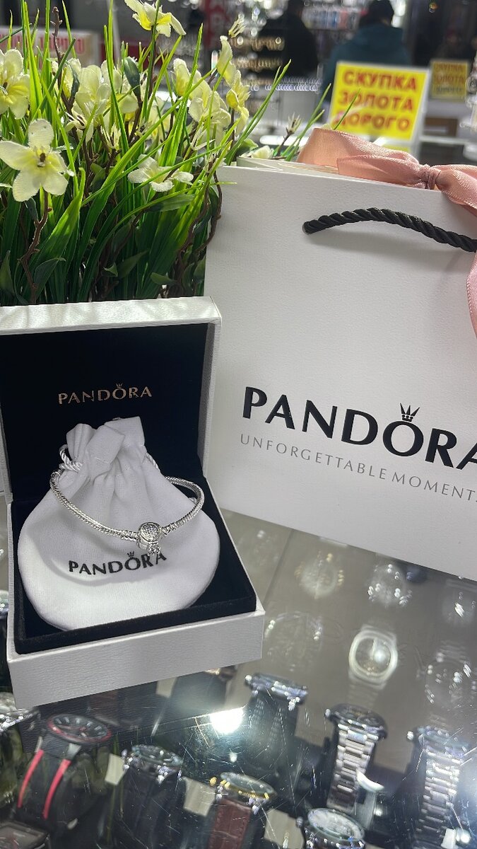 Пандора браслет с напылением серебра 925