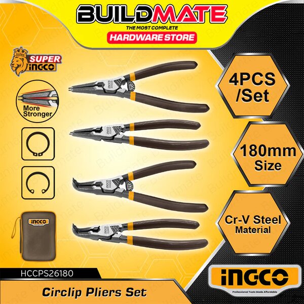 INGCO Circlip Pliers Set 180mm 4pcs