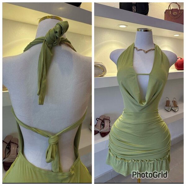 Robe dos nu élégante verte