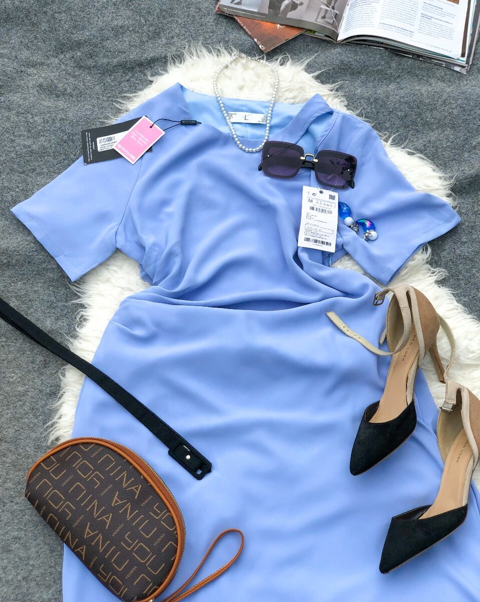 Baby blue office dress